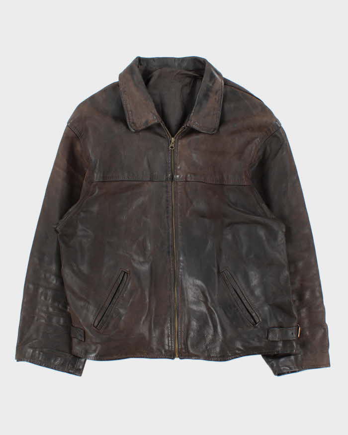 Vintage 1990s USA Made Brown Steerhide Leather Riders Jacket - XXL
