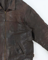 Vintage 1990s USA Made Brown Steerhide Leather Riders Jacket - XXL