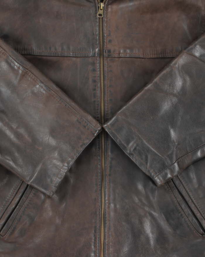 Vintage 1990s USA Made Brown Steerhide Leather Riders Jacket - XXL