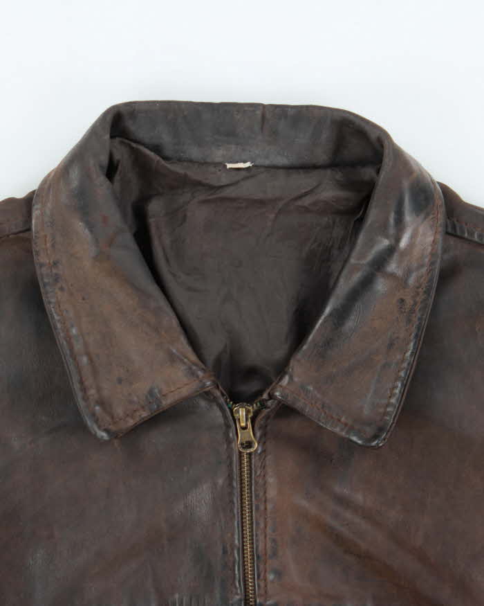 Vintage 1990s USA Made Brown Steerhide Leather Riders Jacket - XXL