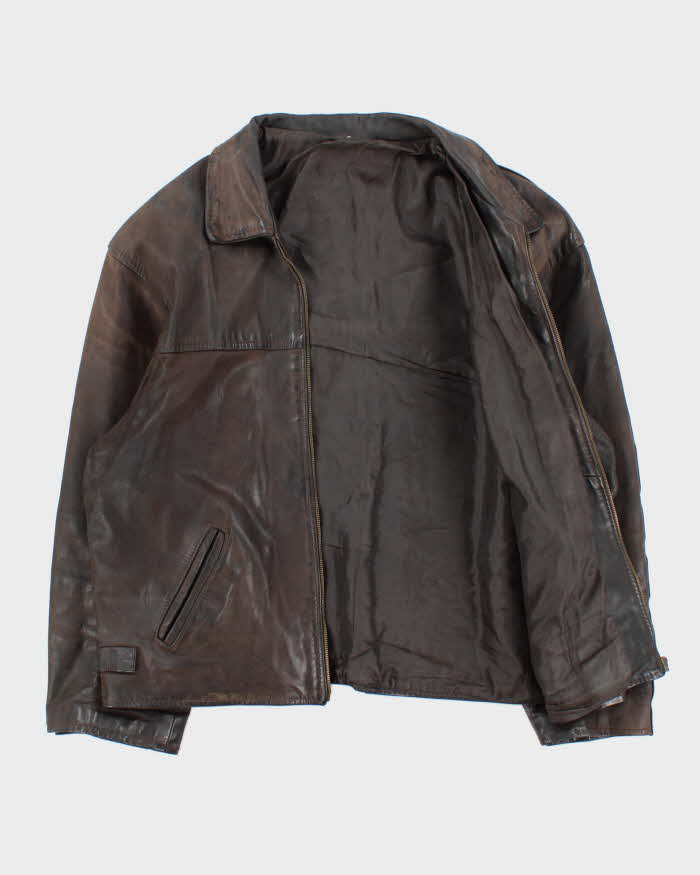 Vintage 1990s USA Made Brown Steerhide Leather Riders Jacket - XXL