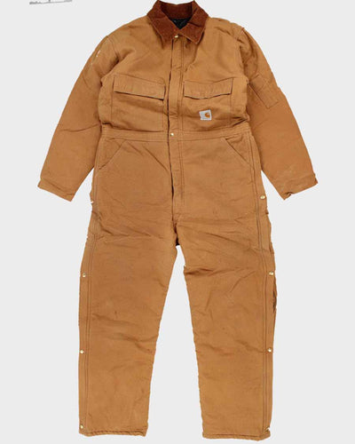 Vintage 80's Men's Tan Carhart Overalls With Quilted Lining - L