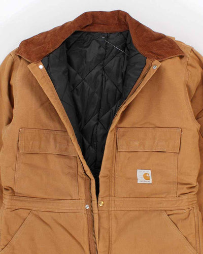 Vintage 80's Men's Tan Carhart Overalls With Quilted Lining - L