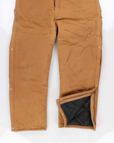 Vintage 80's Men's Tan Carhart Overalls With Quilted Lining - L