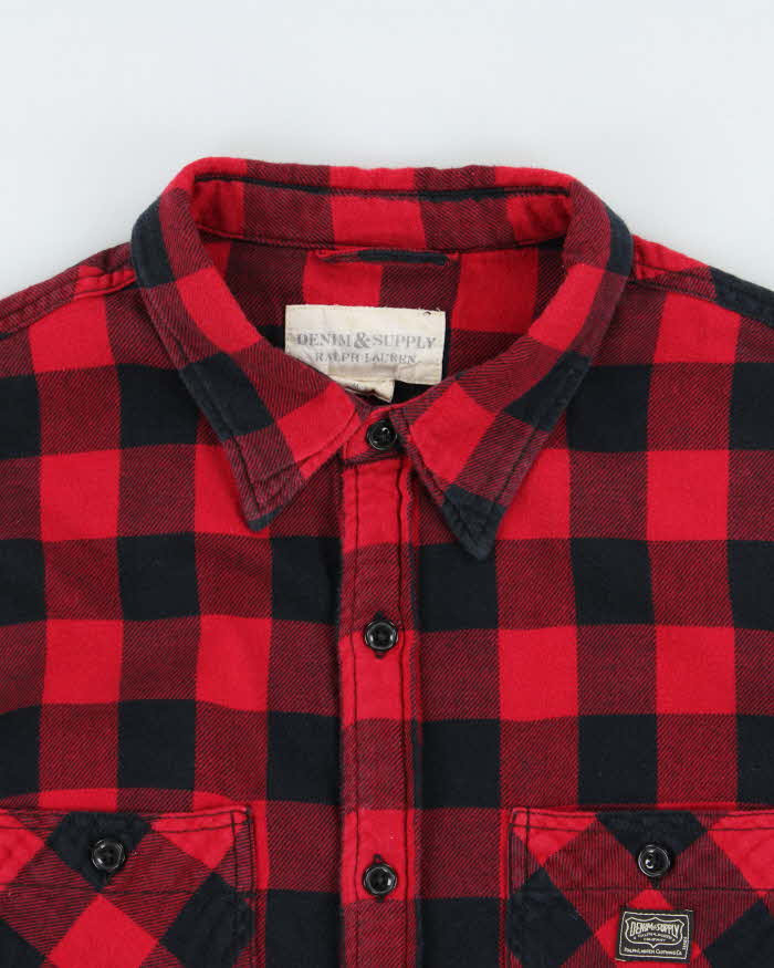 Vintage Ralph Lauren Denim &amp; Supply Buffalo Plaid Long Sleeve Flannel Shirt - M