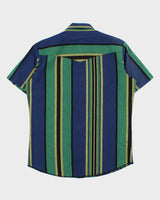 Vintage Y2K 00s Wrangler Striped Pearl Snap Button Short Sleeve Western Shirt - L