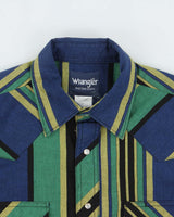 Vintage Y2K 00s Wrangler Striped Pearl Snap Button Short Sleeve Western Shirt - L