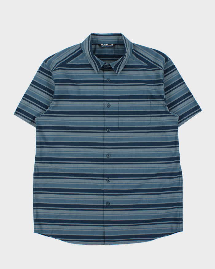 2020 Arc'teryx Striped 'Brohm' Embroidered Bird Short Sleeve Shirt - L