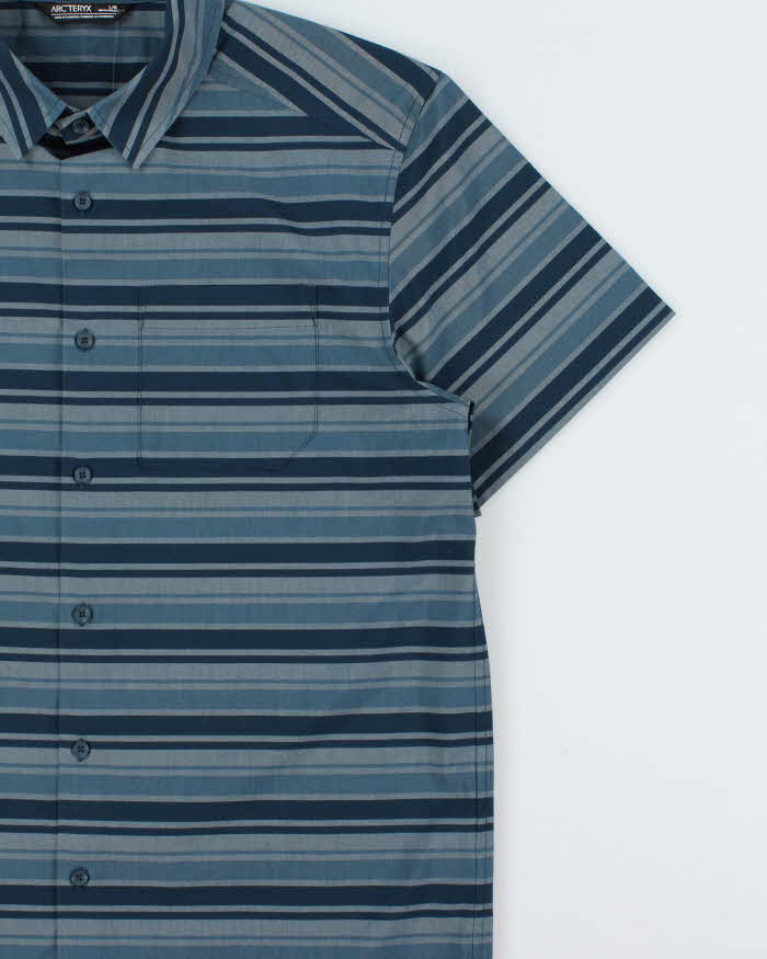 2020 Arc'teryx Striped 'Brohm' Embroidered Bird Short Sleeve Shirt - L