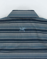2020 Arc'teryx Striped 'Brohm' Embroidered Bird Short Sleeve Shirt - L