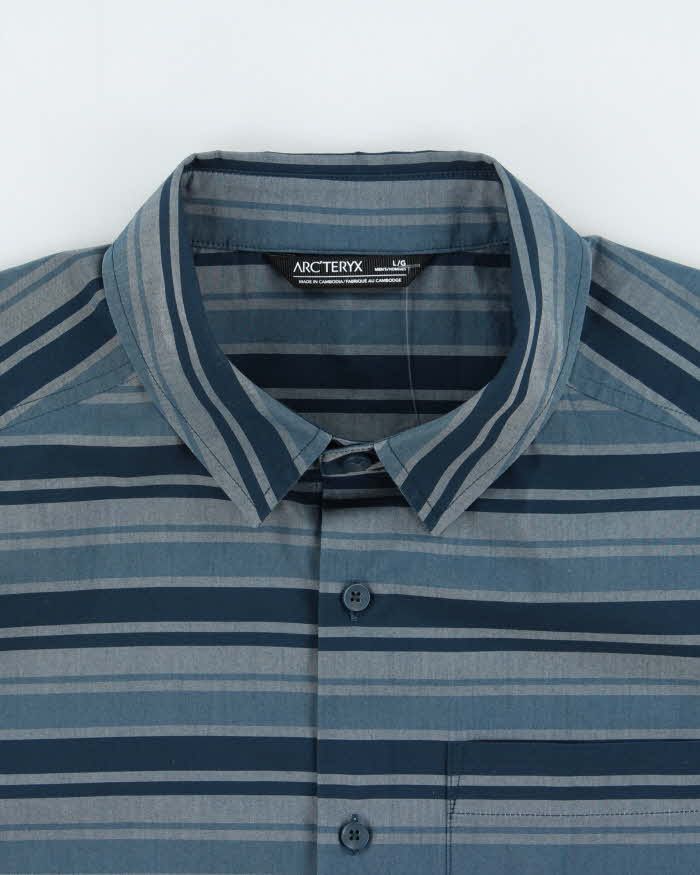 2020 Arc'teryx Striped 'Brohm' Embroidered Bird Short Sleeve Shirt - L