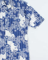 Vintage 1970s G.Guerlain Paris. Kimono Floral Made In Japan Cuban Collared Short Sleeve Shirt - L