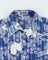 Vintage 1970s G.Guerlain Paris. Kimono Floral Made In Japan Cuban Collared Short Sleeve Shirt - L