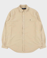 Vintage Ralph Lauren Desert Khaki Twill Long Sleeve Shirt - XL
