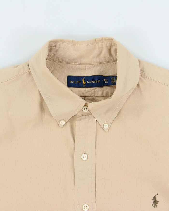 Vintage Ralph Lauren Desert Khaki Twill Long Sleeve Shirt - XL