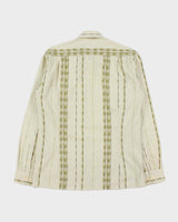 Vintage Y2K 00s Brown Sound Pale Green Striped Long Sleeve Shirt - M