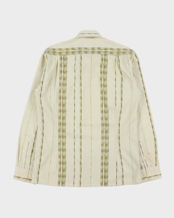 Vintage Y2K 00s Brown Sound Pale Green Striped Long Sleeve Shirt - M