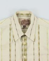 Vintage Y2K 00s Brown Sound Pale Green Striped Long Sleeve Shirt - M