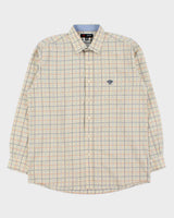Vintage Y2K 00s Versace Sport Stitch Dotted Check Long Sleeve Shirt - L