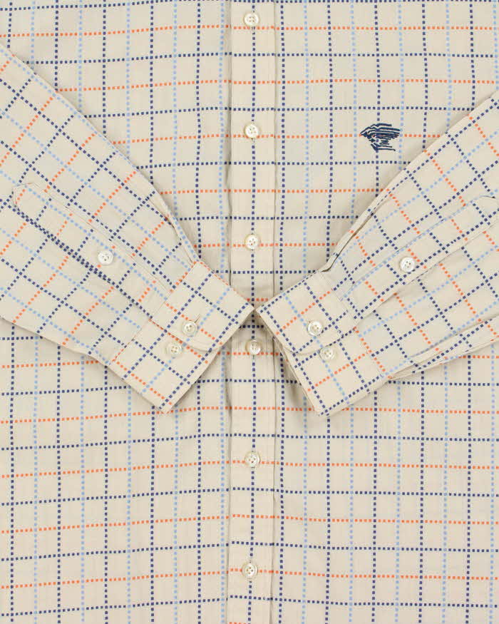 Vintage Y2K 00s Versace Sport Stitch Dotted Check Long Sleeve Shirt - L