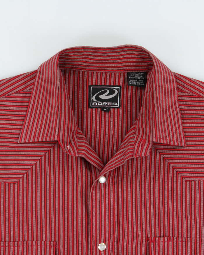 Vintage 1990s Roper Striped Pearl Snap Button Long Sleeve Western Shirt - M