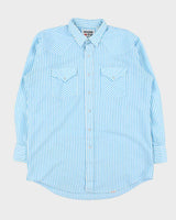 Vintage 1980s MWG Western Craft Striped Pearl Snap Button Long Sleeve Western Shirt - XL