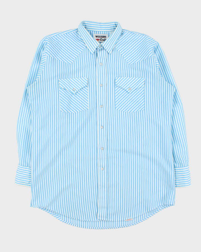Vintage 1980s MWG Western Craft Striped Pearl Snap Button Long Sleeve Western Shirt - XL