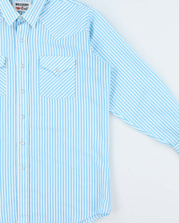 Vintage 1980s MWG Western Craft Striped Pearl Snap Button Long Sleeve Western Shirt - XL