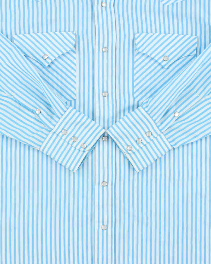 Vintage 1980s MWG Western Craft Striped Pearl Snap Button Long Sleeve Western Shirt - XL