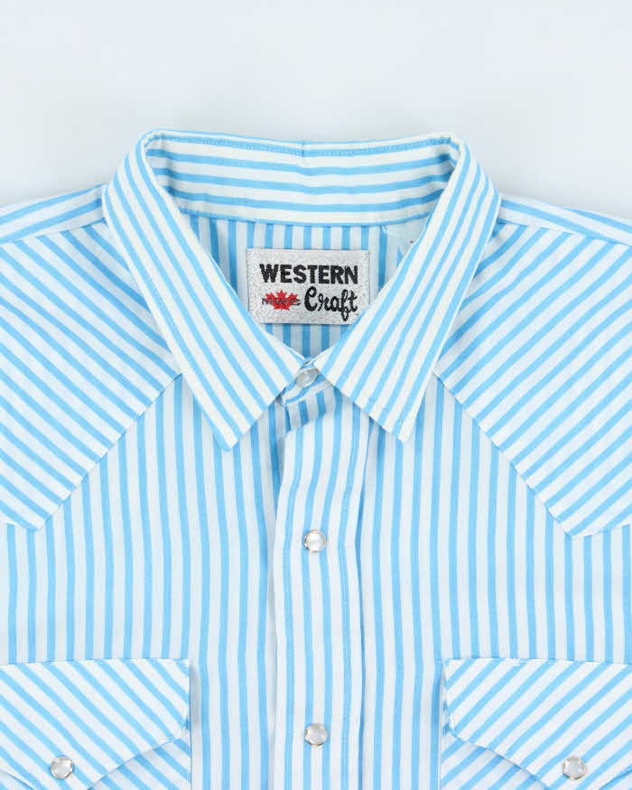 Vintage 1980s MWG Western Craft Striped Pearl Snap Button Long Sleeve Western Shirt - XL