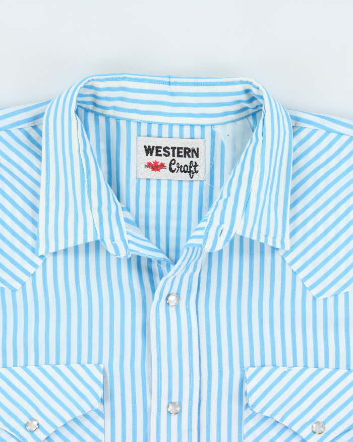 Vintage 1980s MWG Western Craft Striped Pearl Snap Button Long Sleeve Western Shirt - XL