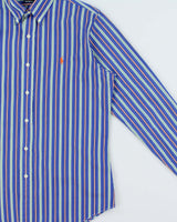 Vintage Y2K 00s Polo Ralph Lauren Striped Custom Fit Long Sleeve Shirt - M