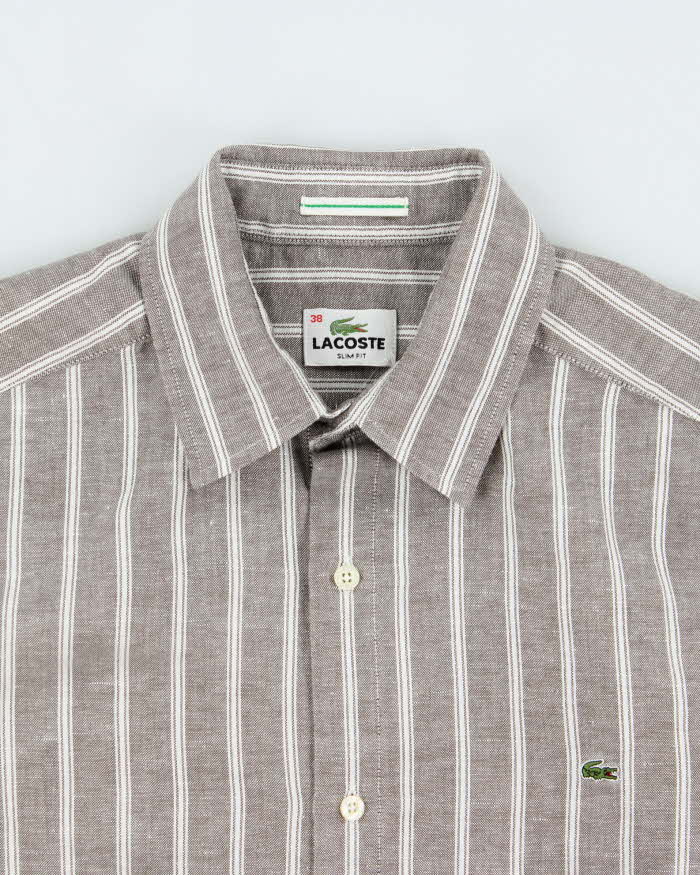 Vintage Y2K 00s Lacoste Linen Blend Slim Fit Long Sleeve Shirt - M
