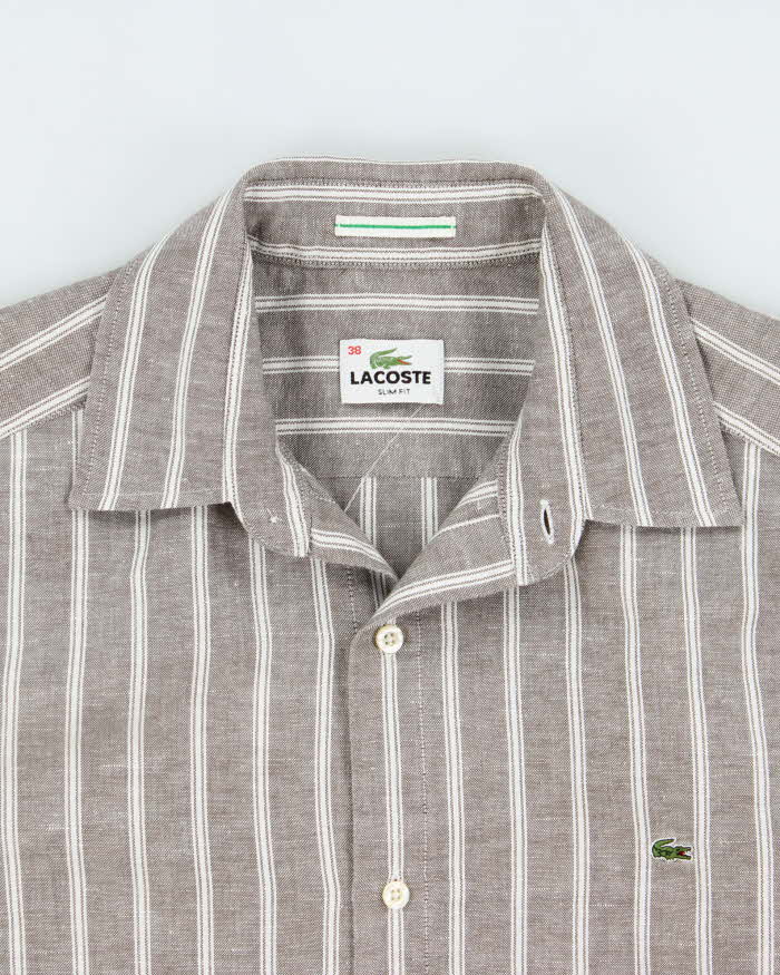 Vintage Y2K 00s Lacoste Linen Blend Slim Fit Long Sleeve Shirt - M