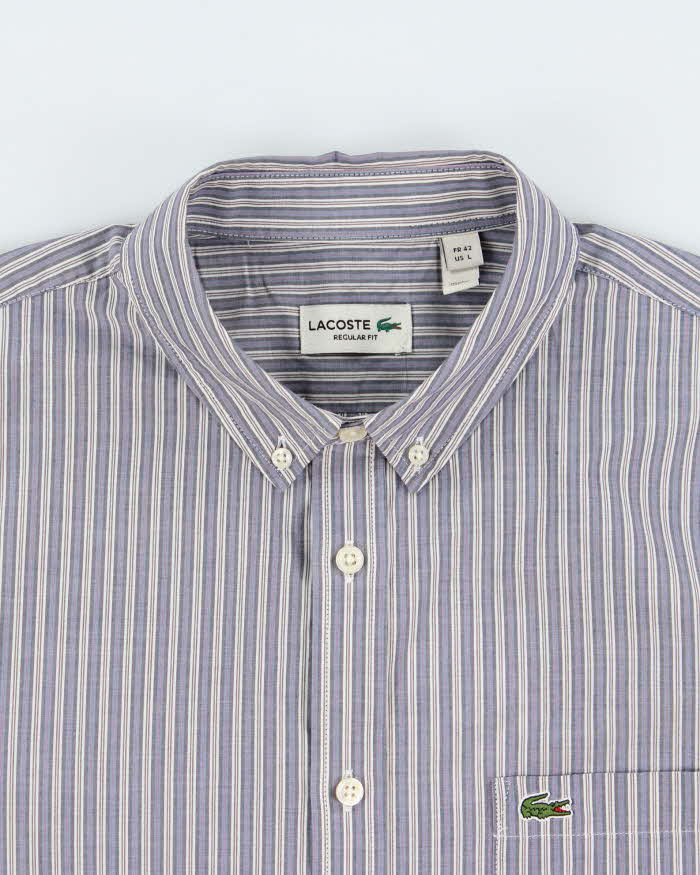 Vintage Lacoste Striped Classic Croc Regular Fit Long Sleeve Shirt - L