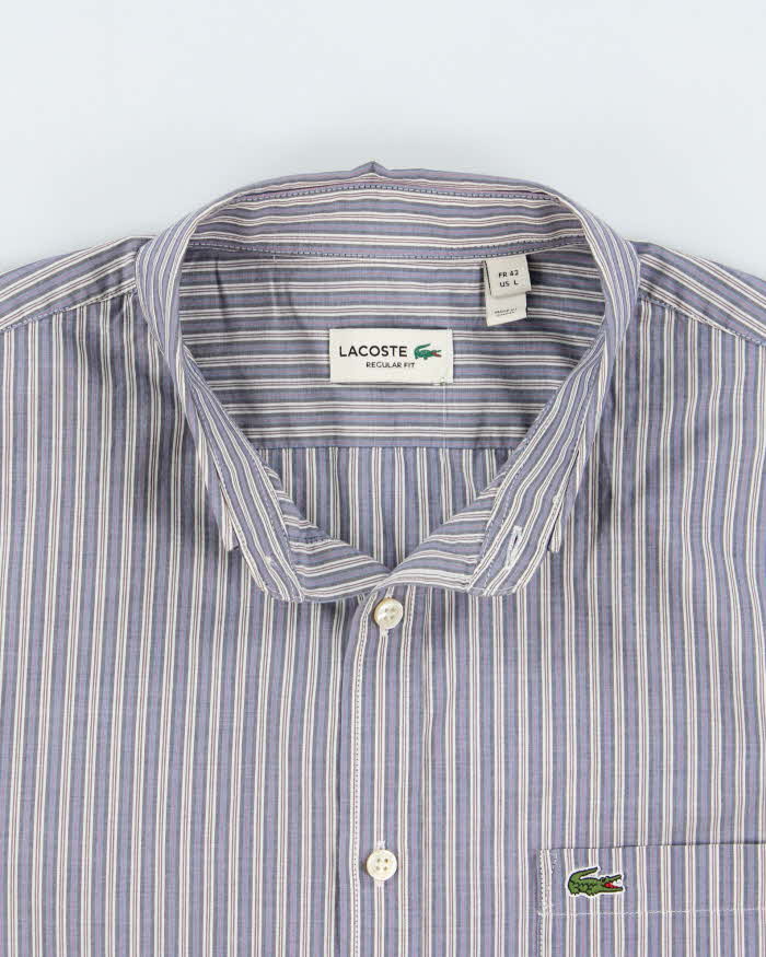 Vintage Lacoste Striped Classic Croc Regular Fit Long Sleeve Shirt - L