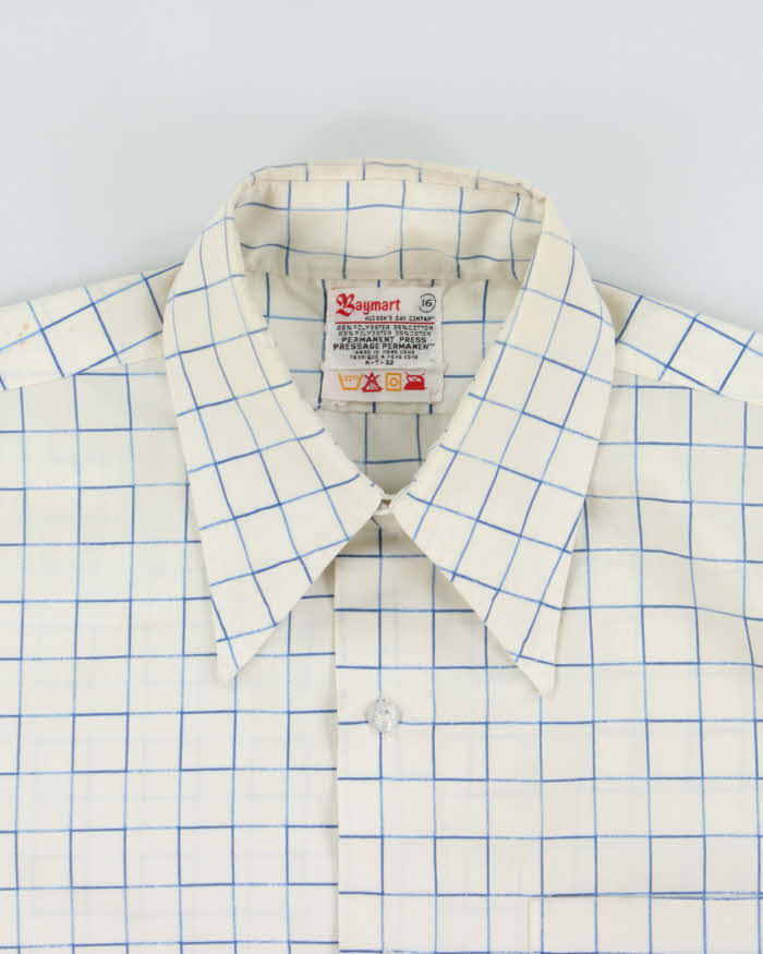 Vintage 1970s Baymart Hudson's Bay Company Windowpane Check Perma Press Long Sleeve Shirt - L