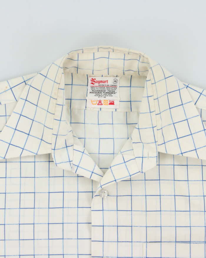 Vintage 1970s Baymart Hudson's Bay Company Windowpane Check Perma Press Long Sleeve Shirt - L
