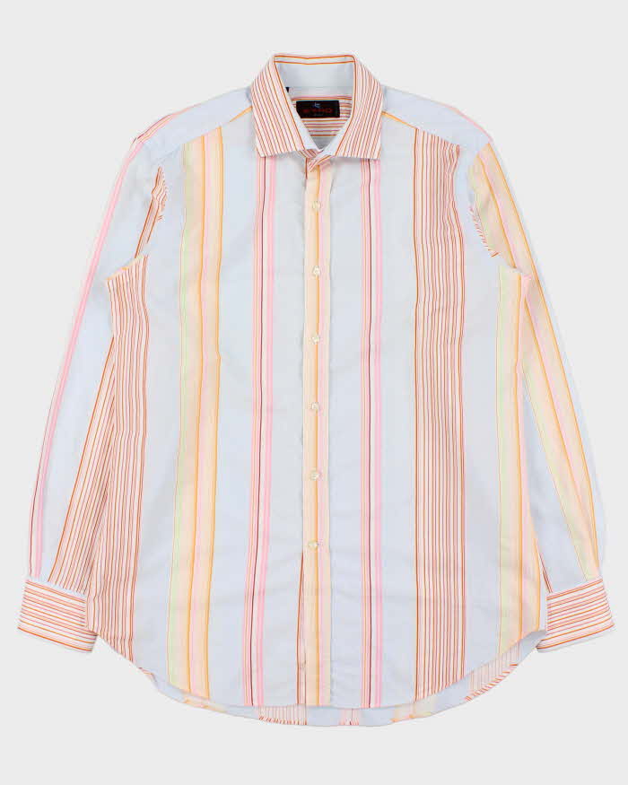 Vintage Y2K 00s Etro Striped Floral Long Sleeve Dress Shirt - L