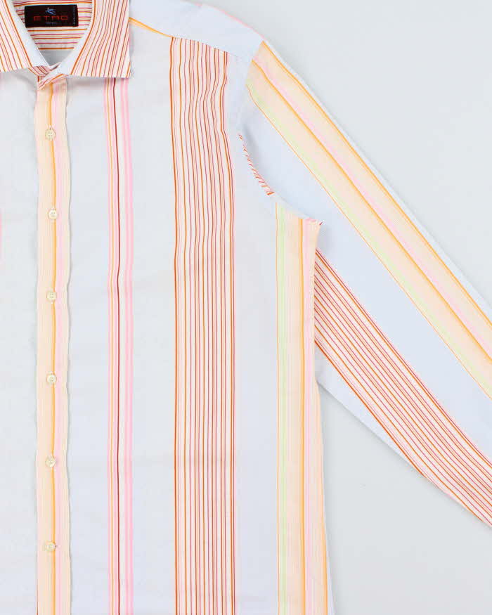 Vintage Y2K 00s Etro Striped Floral Long Sleeve Dress Shirt - L
