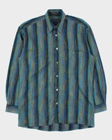 Vintage Y2K 00s Jack Lipson Signature Gradient Textured Striped Long Sleeve Shirt - XL