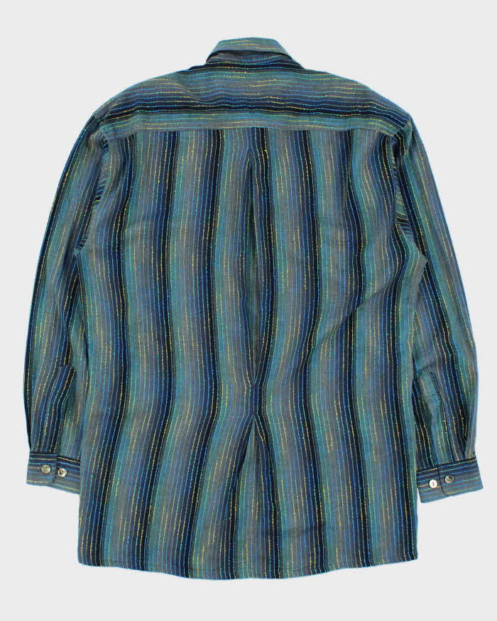Vintage Y2K 00s Jack Lipson Signature Gradient Textured Striped Long Sleeve Shirt - XL