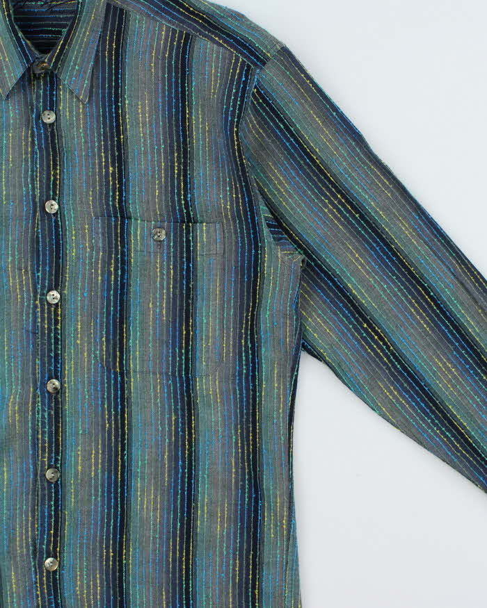 Vintage Y2K 00s Jack Lipson Signature Gradient Textured Striped Long Sleeve Shirt - XL