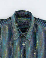 Vintage Y2K 00s Jack Lipson Signature Gradient Textured Striped Long Sleeve Shirt - XL
