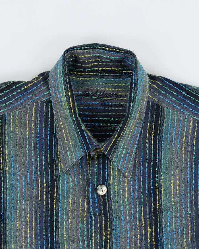 Vintage Y2K 00s Jack Lipson Signature Gradient Textured Striped Long Sleeve Shirt - XL