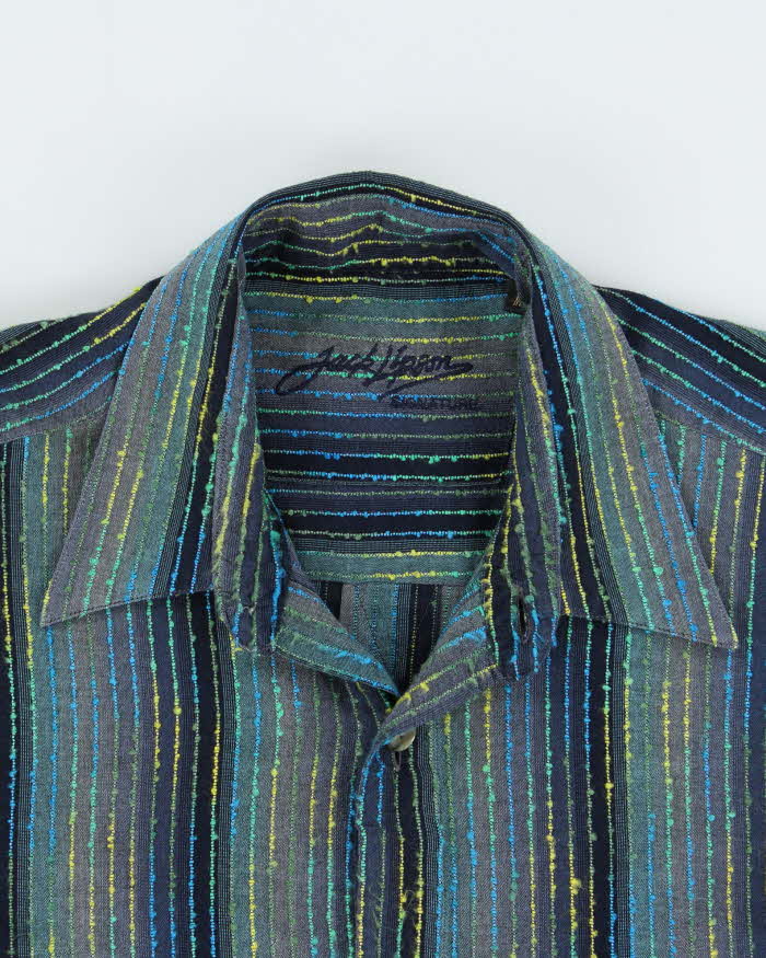 Vintage Y2K 00s Jack Lipson Signature Gradient Textured Striped Long Sleeve Shirt - XL