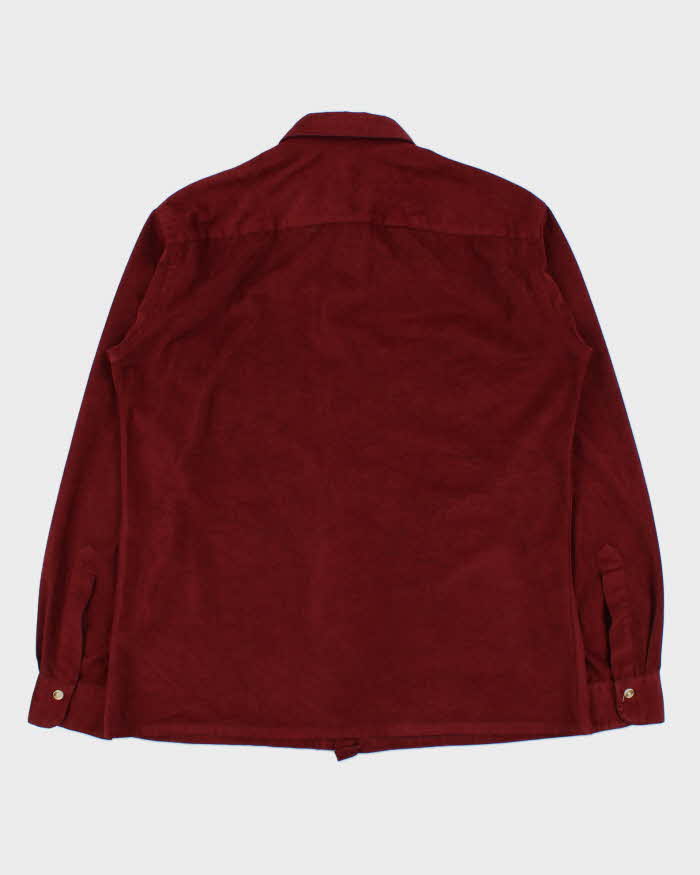 Vintage 1970s Christian Dior Monsieur Velour Long Sleeve Pocket Shirt - M