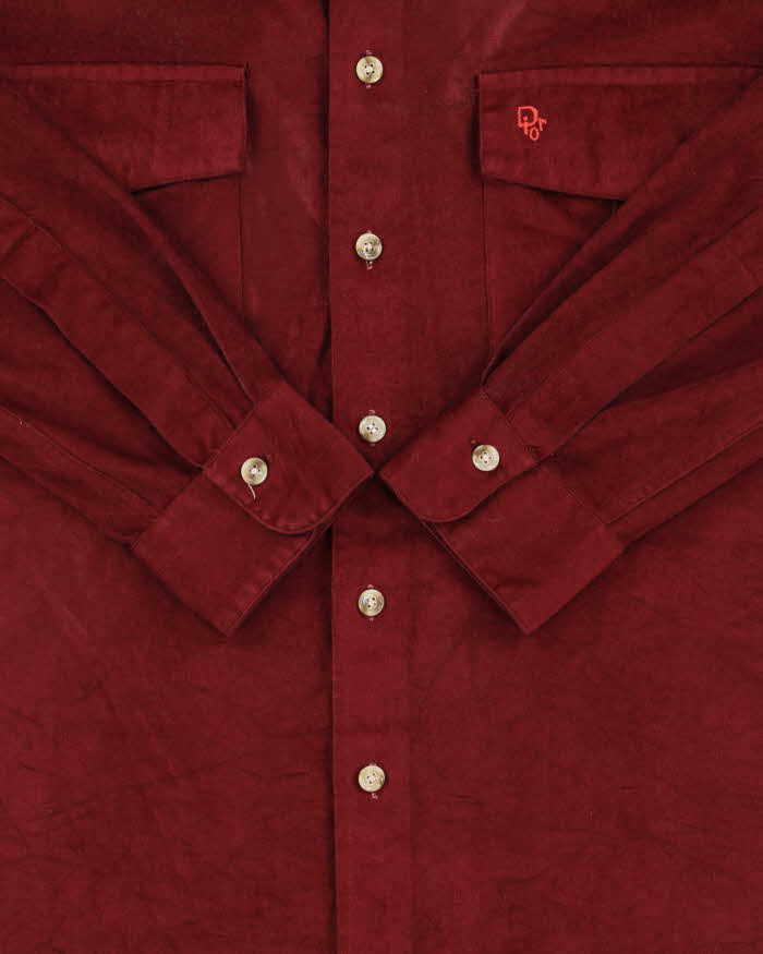 Vintage 1970s Christian Dior Monsieur Velour Long Sleeve Pocket Shirt - M