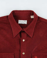 Vintage 1970s Christian Dior Monsieur Velour Long Sleeve Pocket Shirt - M