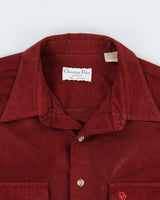 Vintage 1970s Christian Dior Monsieur Velour Long Sleeve Pocket Shirt - M